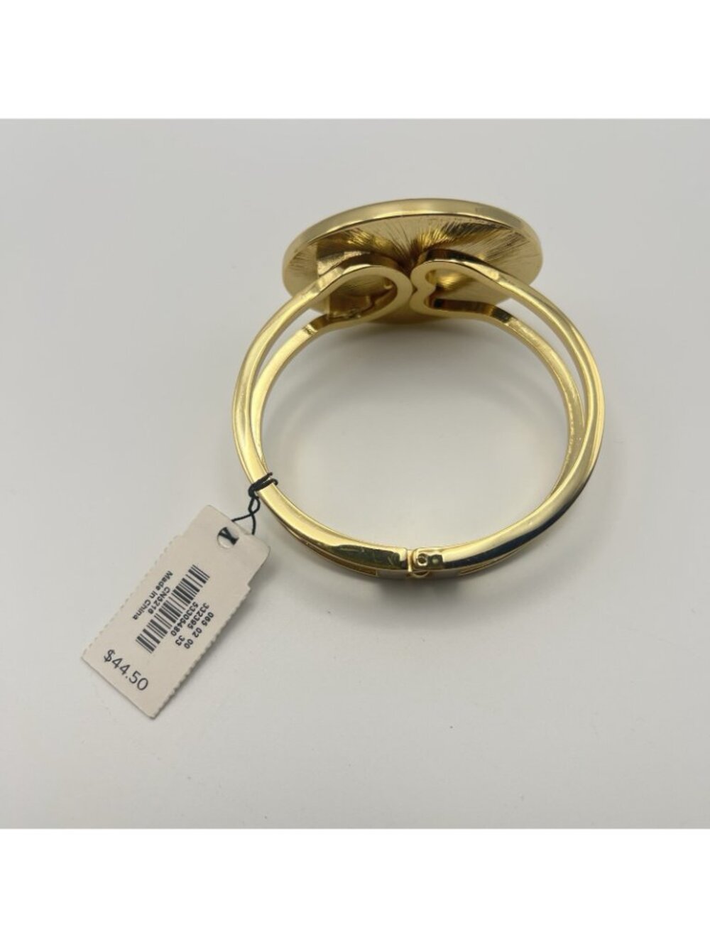 NWT Talbots Clamper Bracelet Tortoise Shell Mother Of Pearl Disc Hinge Gold Tone - Picture 4 of 8